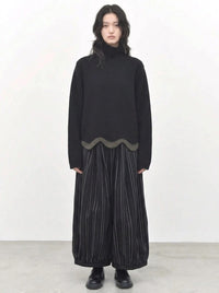 Black Striped Balloon Trousers