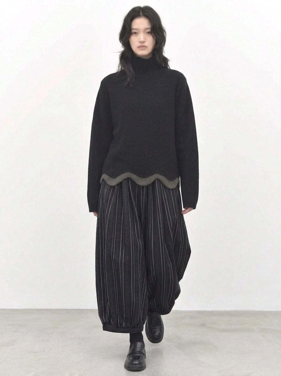 Black Striped Balloon Trousers