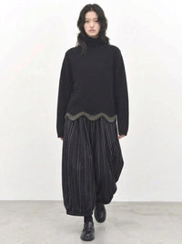 Black Striped Balloon Trousers