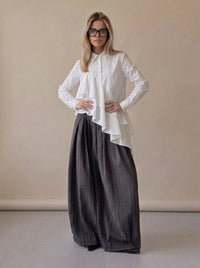 Charcoal Pinstripe Super Wide-Leg Trousers