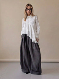 Charcoal Pinstripe Super Wide-Leg Trousers