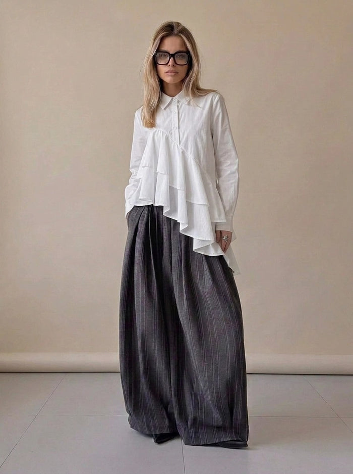 Charcoal Pinstripe Super Wide-Leg Trousers