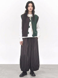 Asymmetric Two-Tone Knitted Vest