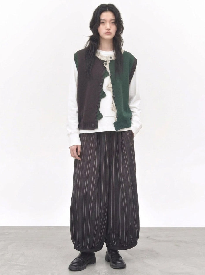 Asymmetric Two-Tone Knitted Vest