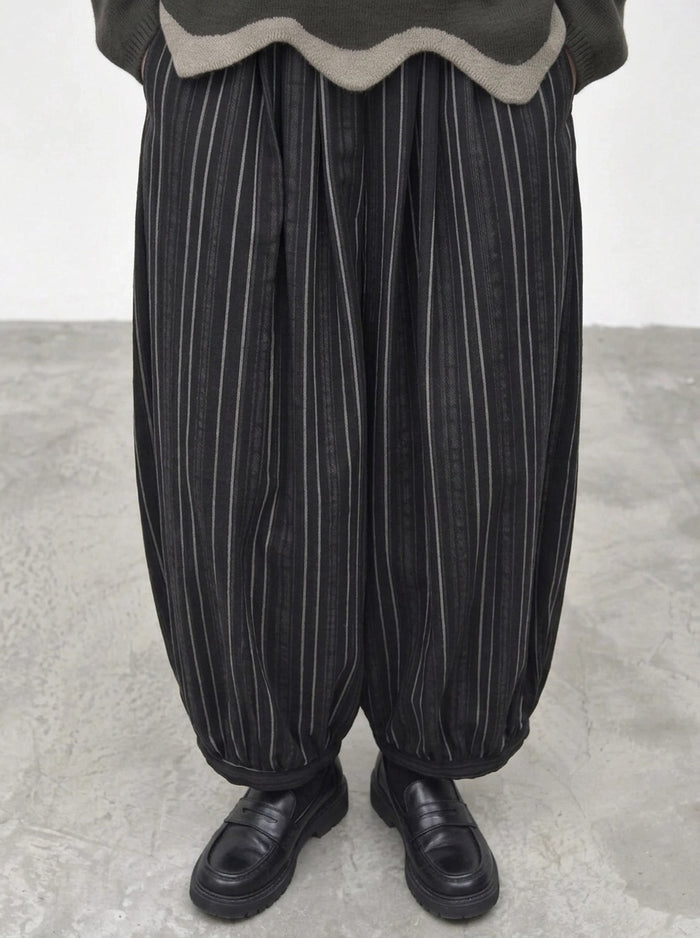 Black Striped Balloon Trousers