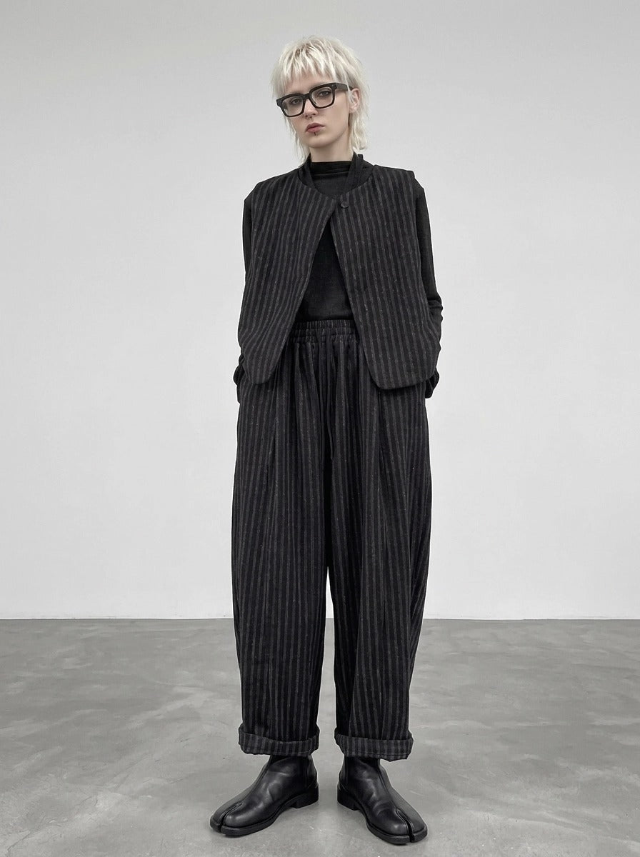 Re-launch Charcoal Pinstripe Balloon Trousers | Oversized Alternative Pants