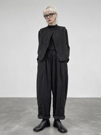 Re-launch Charcoal Pinstripe Balloon Trousers | Oversized Alternative Pants