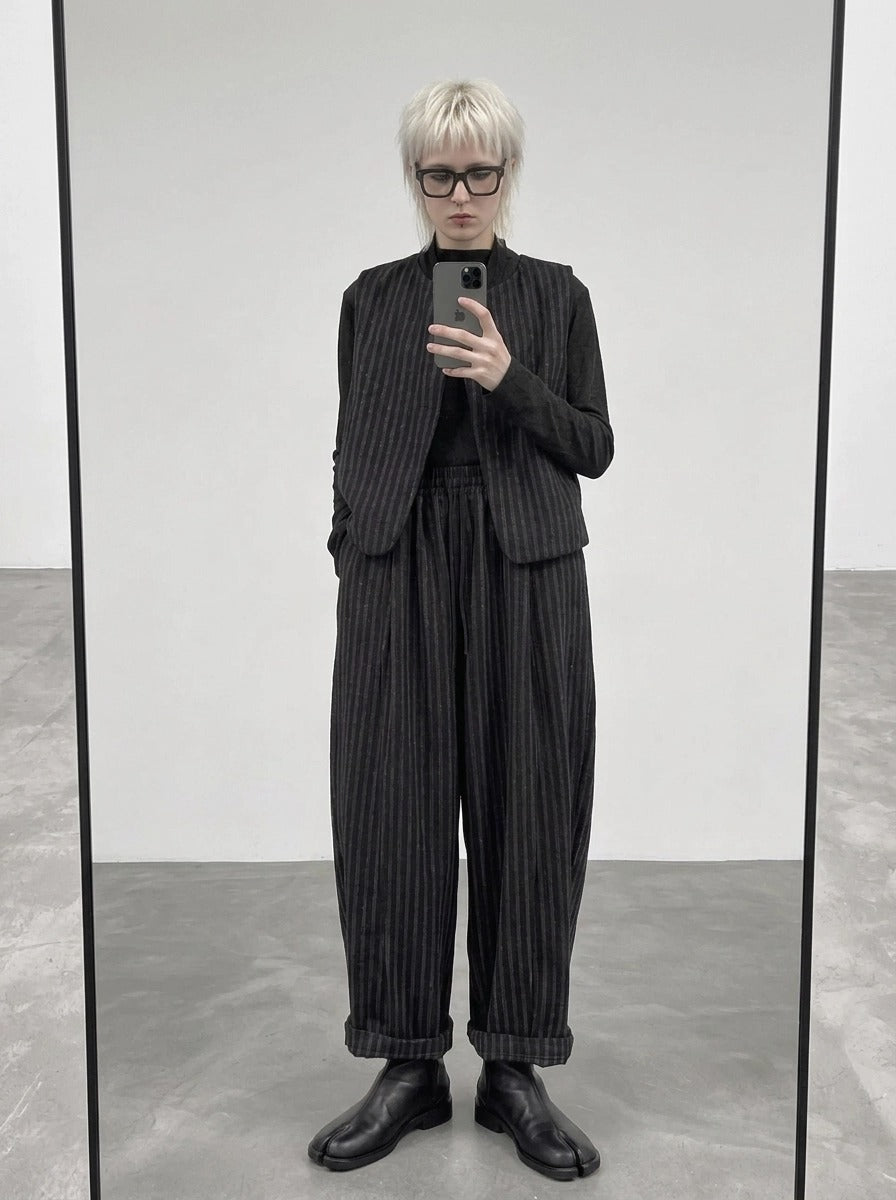 Re-launch Charcoal Pinstripe Balloon Trousers | Oversized Alternative Pants