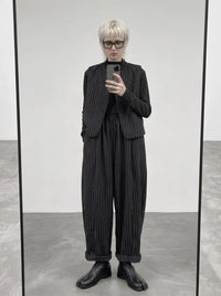 Re-launch Charcoal Pinstripe Balloon Trousers | Oversized Alternative Pants