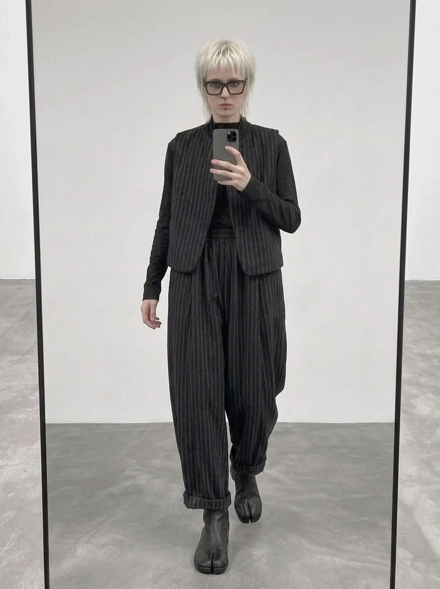 Re-launch Charcoal Pinstripe Balloon Trousers | Oversized Alternative Pants