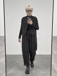 Re-launch Charcoal Pinstripe Balloon Trousers | Oversized Alternative Pants