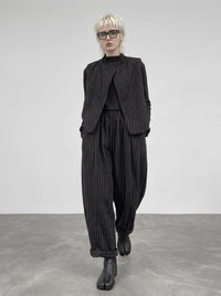 Re-launch Charcoal Pinstripe Balloon Trousers | Oversized Alternative Pants