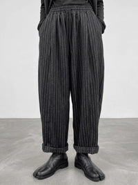 Re-launch Charcoal Pinstripe Balloon Trousers | Oversized Alternative Pants