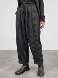 Re-launch Charcoal Pinstripe Balloon Trousers | Oversized Alternative Pants