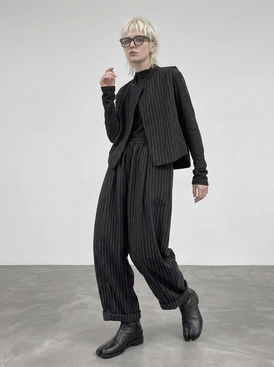 Re-launch Charcoal Pinstripe Balloon Trousers | Oversized Alternative Pants