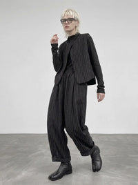 Re-launch Charcoal Pinstripe Balloon Trousers | Oversized Alternative Pants