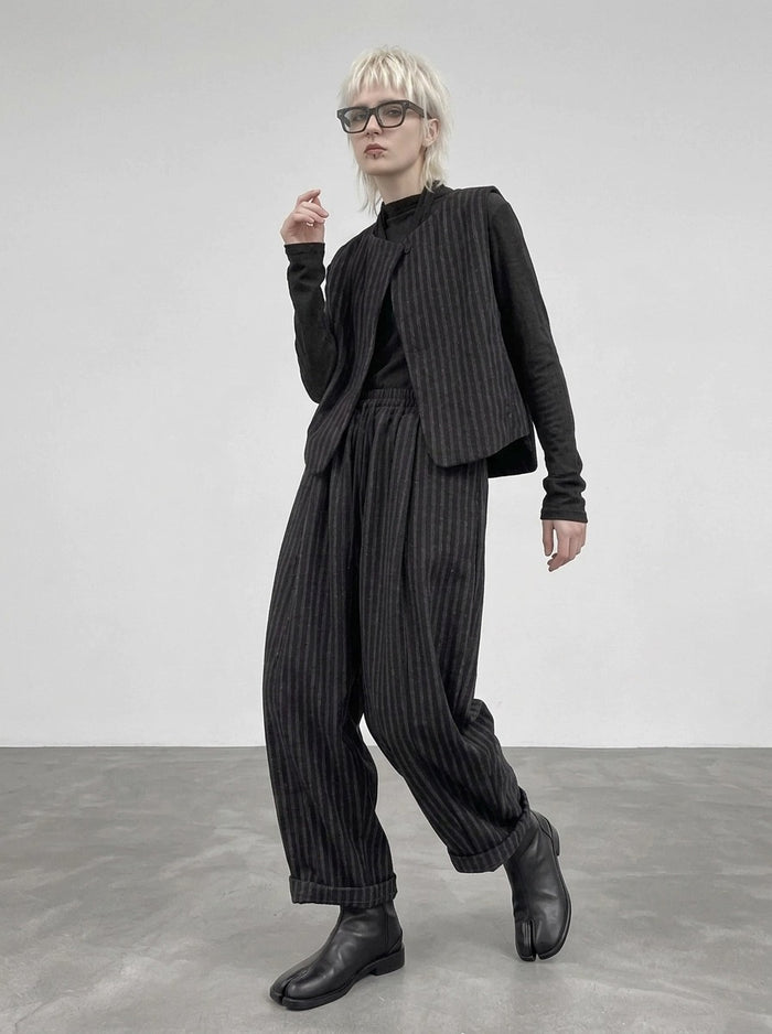 Re-launch Charcoal Pinstripe Balloon Trousers | Oversized Alternative Pants