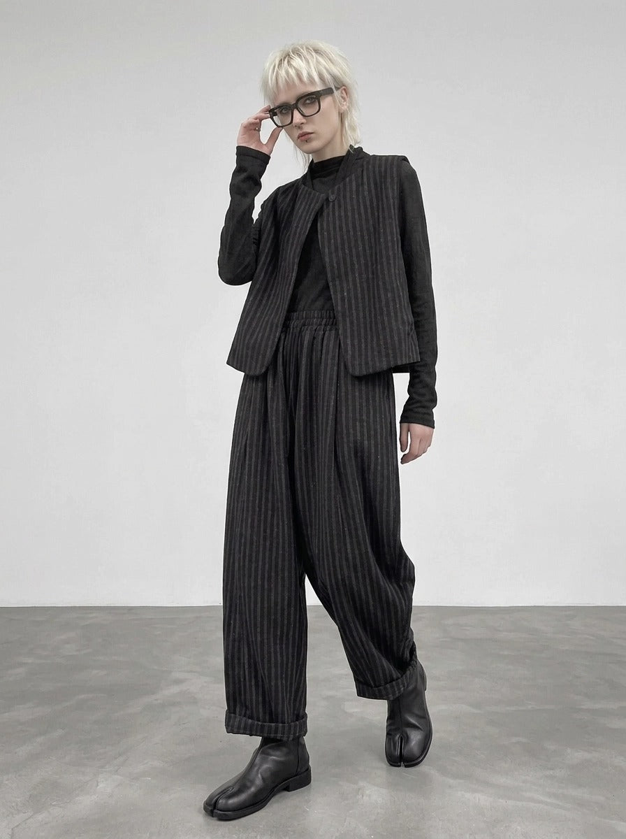 Re-launch Charcoal Pinstripe Balloon Trousers | Oversized Alternative Pants
