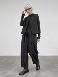Re-launch Charcoal Pinstripe Balloon Trousers | Oversized Alternative Pants