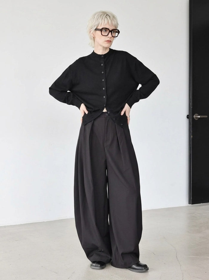 Black Extra Wide-Leg Trousers | Oversized Tailored Pants