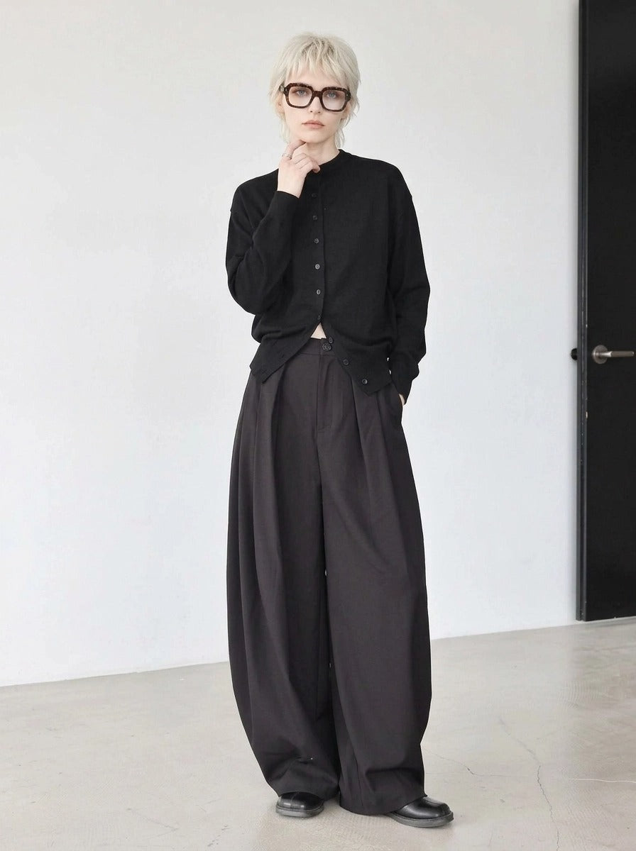 Black Extra Wide-Leg Trousers | Oversized Tailored Pants