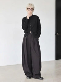 Black Extra Wide-Leg Trousers | Oversized Tailored Pants