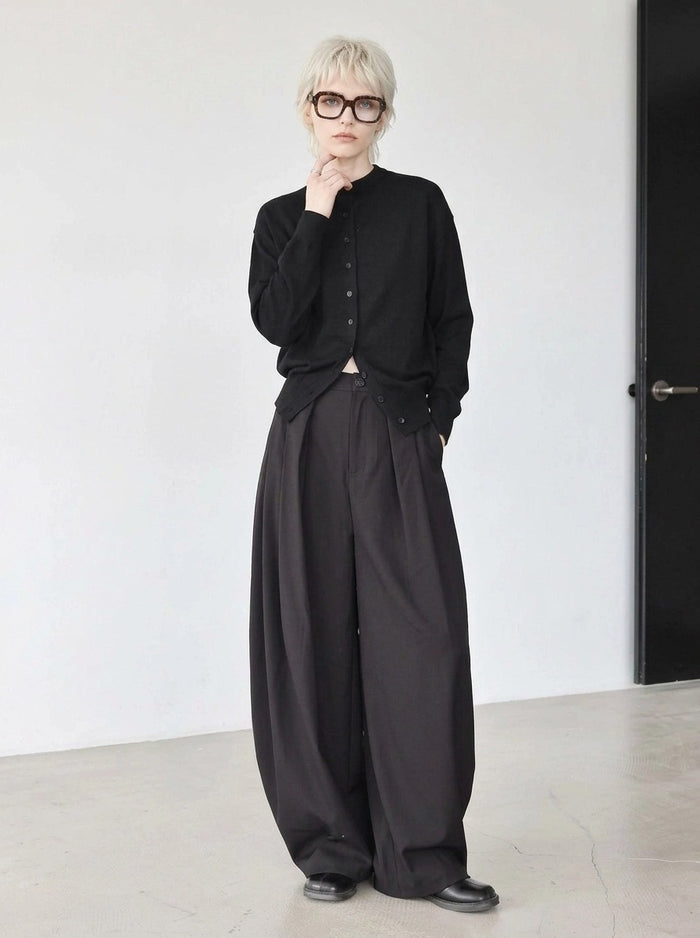 Black Extra Wide-Leg Trousers | Oversized Tailored Pants