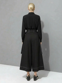 Wide-Leg Capri Culottes with Belt Detail-SimpleModerne