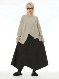 Oatmeal Asymmetrical Oversized Sweater-SimpleModerne