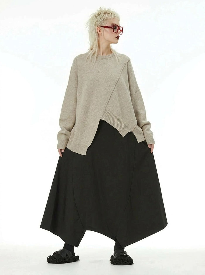 Oatmeal Asymmetrical Oversized Sweater