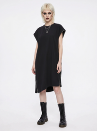 “Zip It” Asymmetric Zip Midi Dress-SimpleModerne