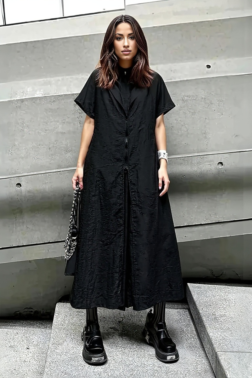 Wide-Leg Black Jumpsuit with Zipper Detail-SimpleModerne