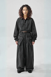 Chic Two Piece Washed Denim Set-SimpleModerne