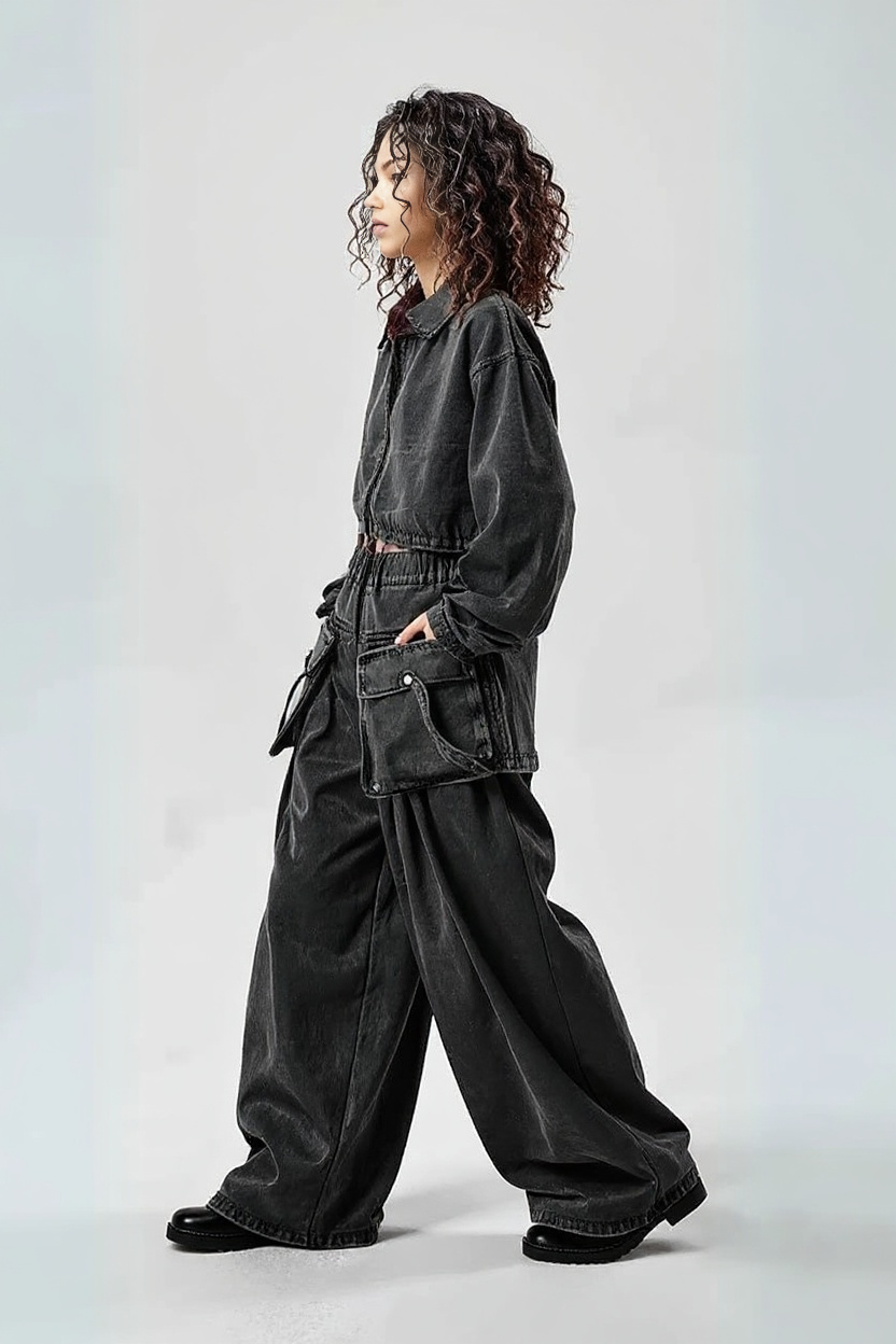 Chic Two Piece Washed Denim Set-SimpleModerne