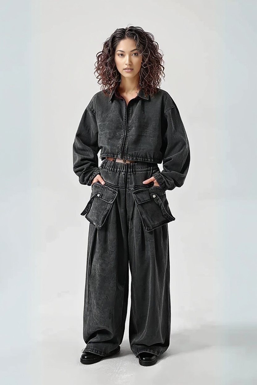 Chic Two Piece Washed Denim Set-SimpleModerne