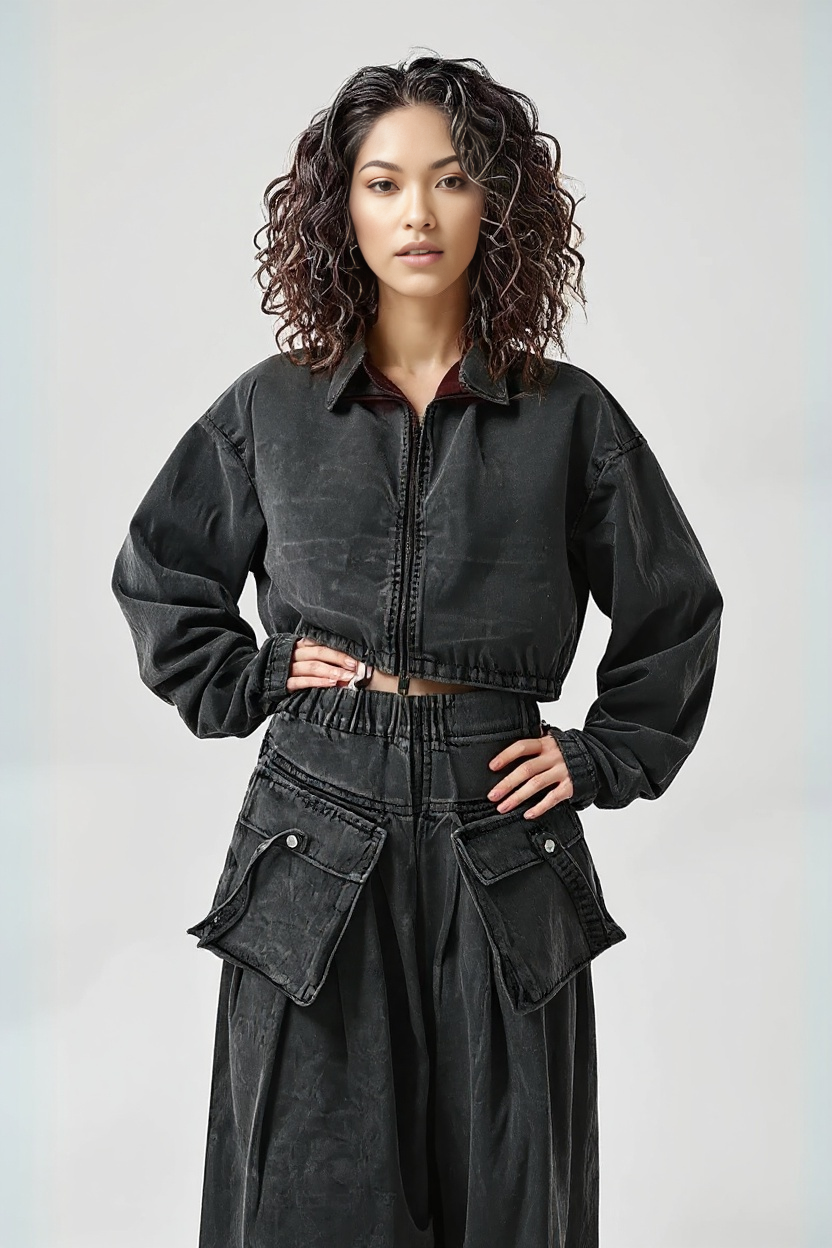 Chic Two Piece Washed Denim Set-SimpleModerne