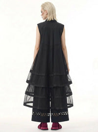 Layered Mesh Sleeveless Shirt-Dress – Available in White, Mint Green, and Black-SimpleModerne