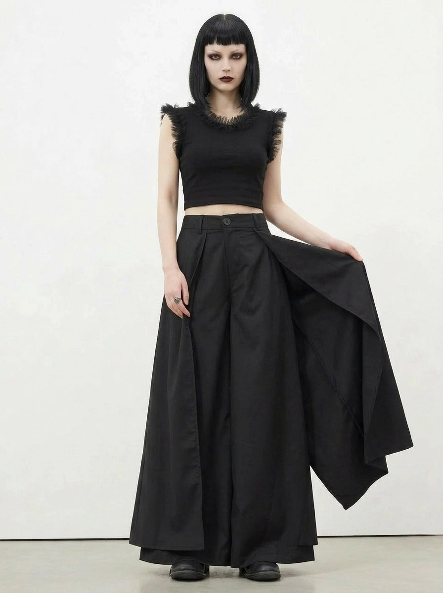 Ruffle Edge Crop Top – Casual Minimal Goth-SimpleModerne