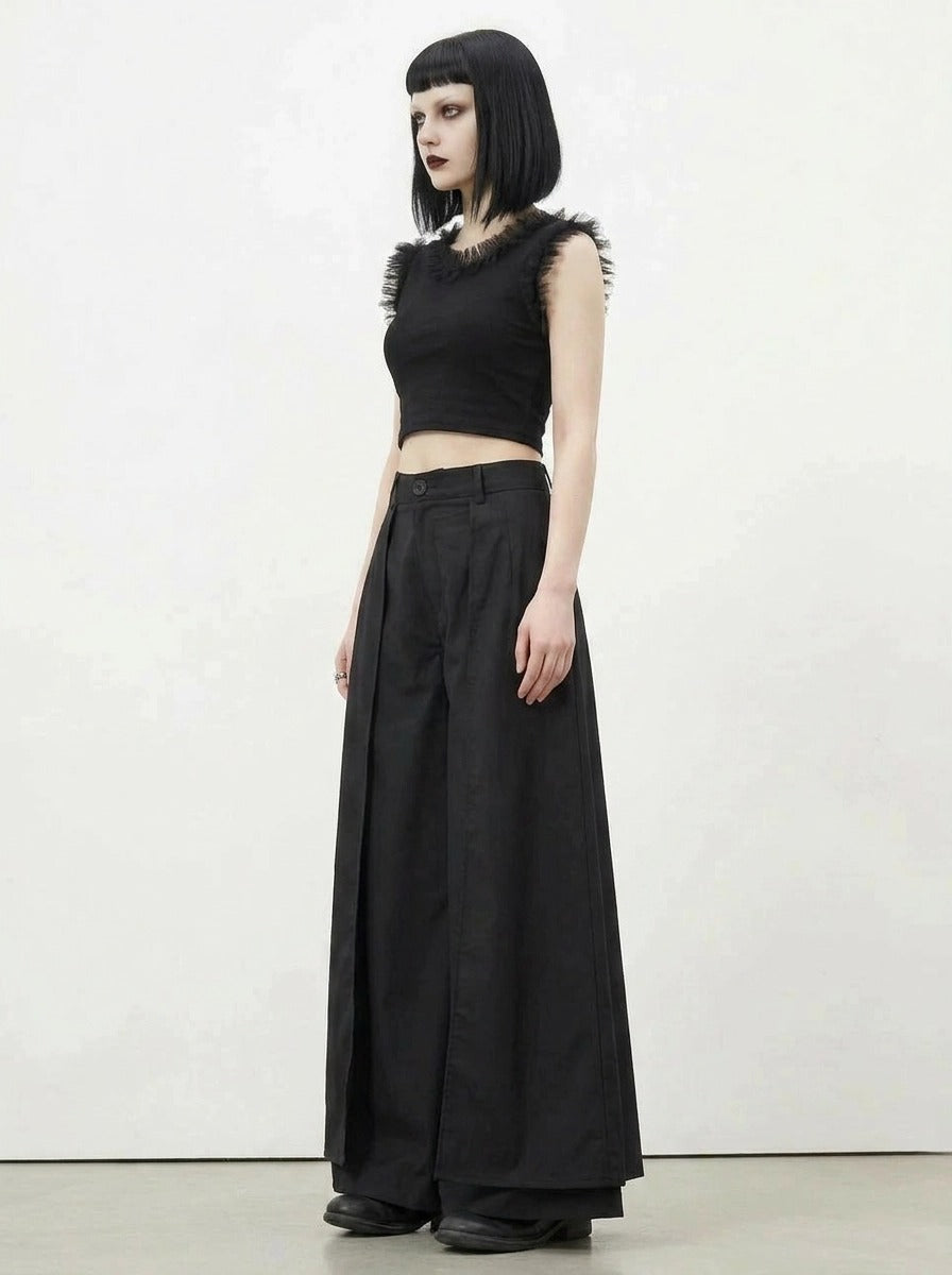 Layered Wide Legged Trousers-SimpleModerne