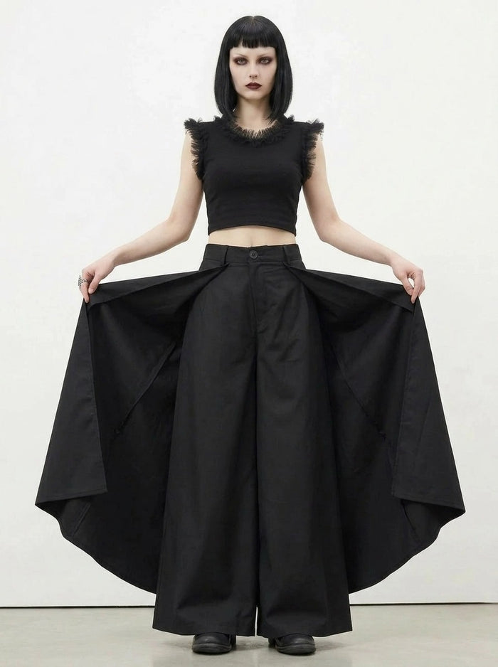 Layered Wide Legged Trousers-SimpleModerne