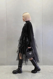 Re-launch Casual Minimal Goth Maxi Cardigan-SimpleModerne