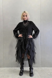 Re-launch Casual Minimal Goth Maxi Cardigan-SimpleModerne