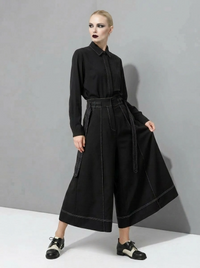 Wide-Leg Capri Culottes with Belt Detail-SimpleModerne