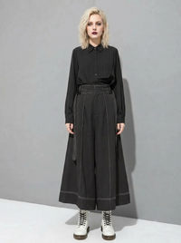Wide-Leg Capri Culottes with Belt Detail-SimpleModerne