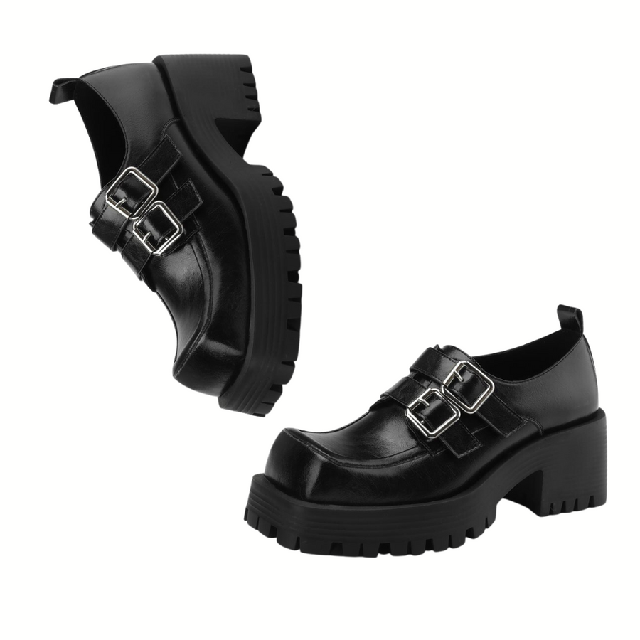 Casual Minimal Goth Chunky Black Spring Shoes-SimpleModerne