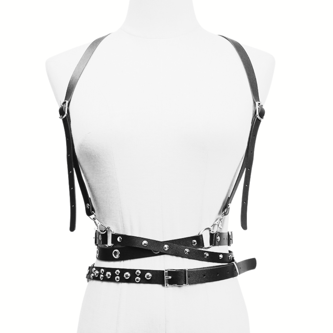 Casual Minimal Goth Vegan Rivet Harness Belt-SimpleModerne