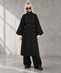 Casual Minimal Goth Irregular Design Trench Coat-SimpleModerne