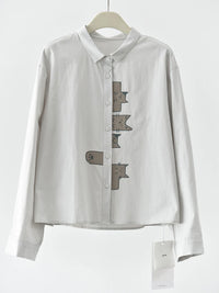Playful Cat Print Shirt Blouse-SimpleModerne