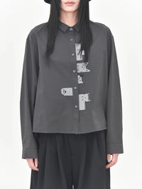 Playful Cat Print Shirt Blouse-SimpleModerne