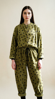 Polka Dot Corduroy Trousers – Relaxed Fit, Warm & Playful-SimpleModerne